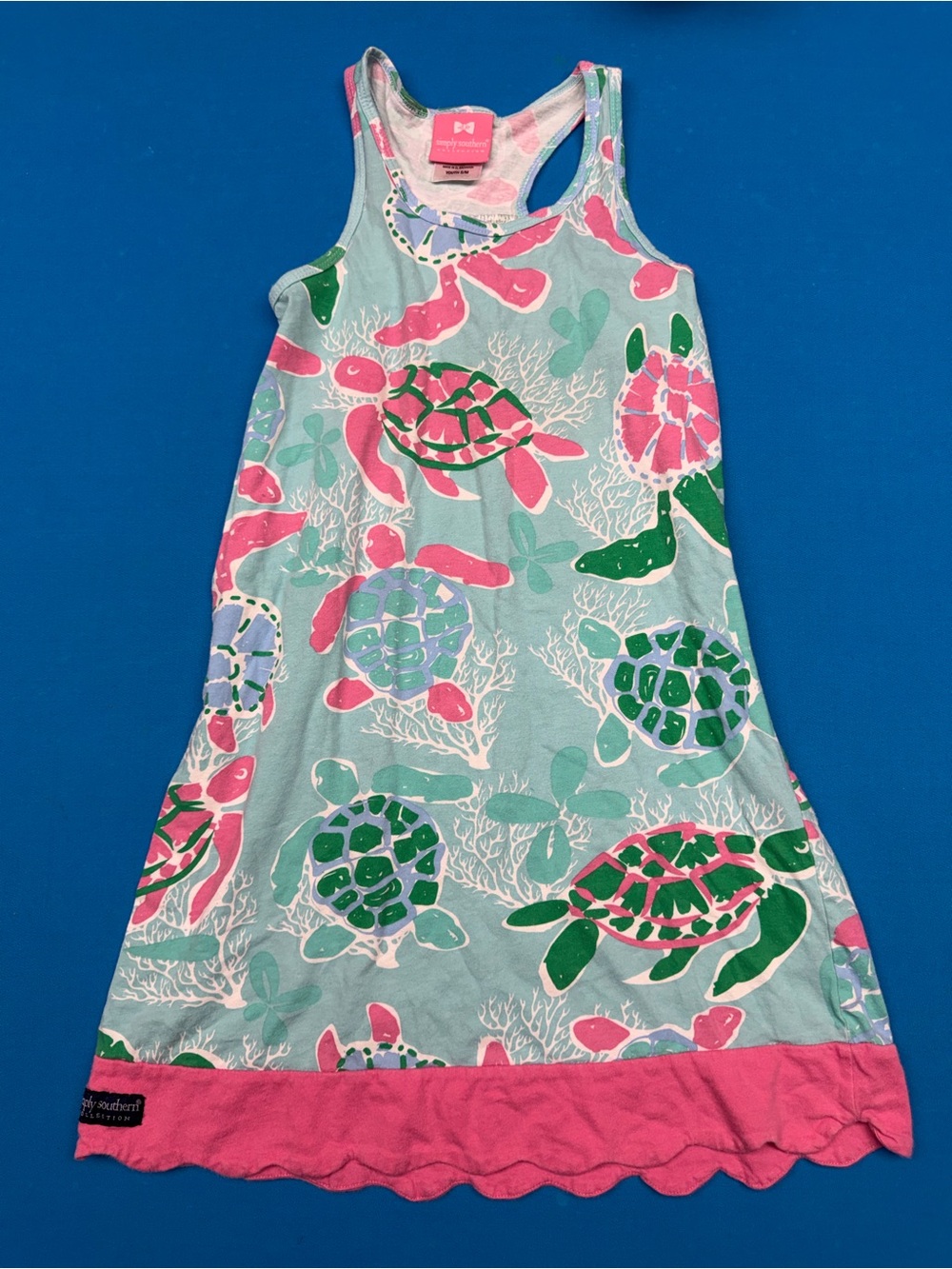 Simply Southern Girls Dress in Aqua, Pink & Green